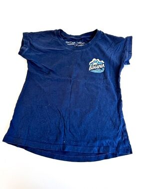 Patagonia Navy Blue Graphic Short-Sleeve T-Shirt Girls Size 10 Organic Cotton